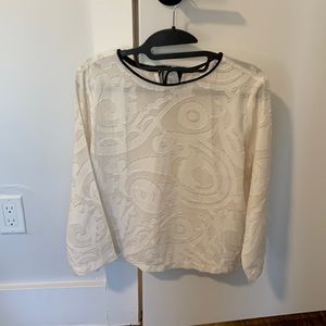 LOFT white blouse with detailed sheer design.
